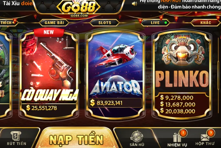 Sảnh Trò Chơi Tại Game Nhanh Go88 Sân Chơi Giải Trí Tốc Độ Cao Cho Cược Thủ Đẳng Cấp