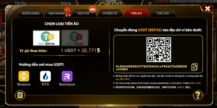 Nạp Tiền Go88 Trải Nghiệm Các Hình Thức Thanh Toán Đa Dạng Và Tốc Độ Siêu Tốc