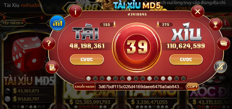 Casino Tài Xỉu MD5 Tại Go88 Sảnh Cược Minh Bạch Với Công Nghệ Kiểm Chứng Hiện Đại